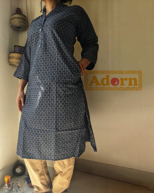 Charcoal and White print Kurti